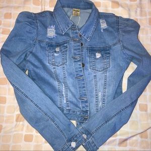 XL Puff sleeve light Denim Jacket stretchy